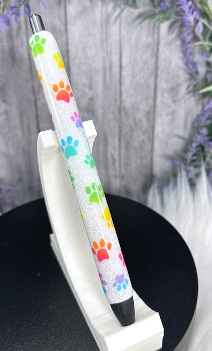 Handmade Rainbow Paw Prints glitter pen with free refill