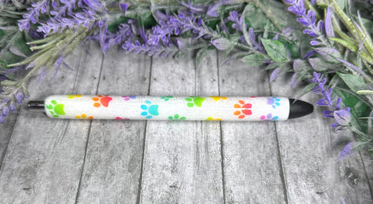 Handmade Rainbow Paw Prints glitter pen with free refill