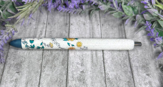 Handmade Floral pattern glitter pen with free refill