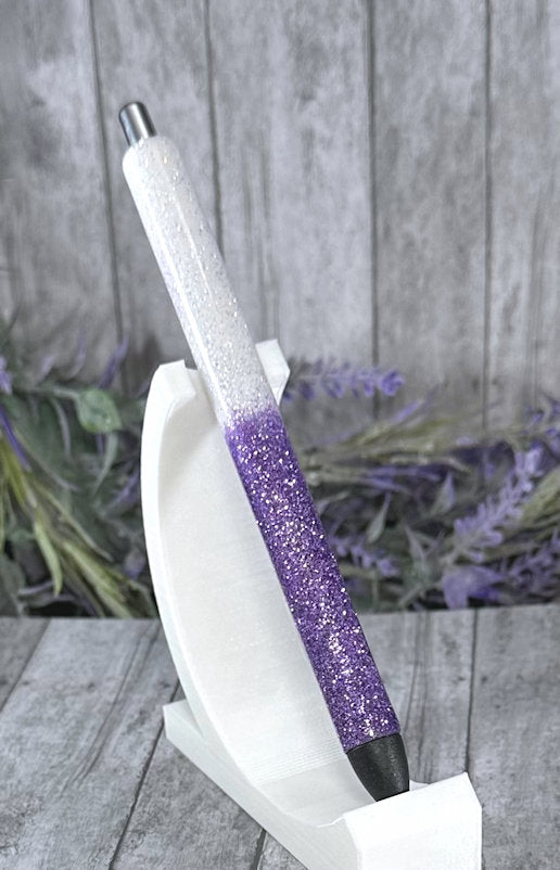 Handmade Purple and White Ombre glitter pen with free refill 2