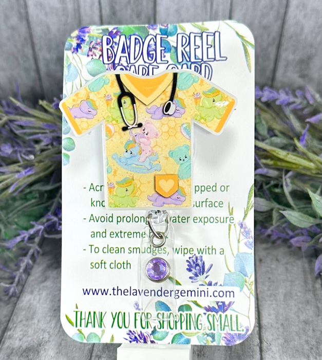 Handmade Teddy Bears Nurse Scrubs Badge Reel