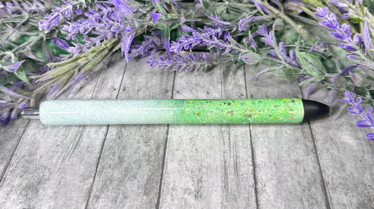 Handmade Ombre Greens glitter pen with free refill