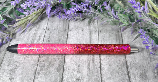 Handmade Ombre Hot Pinks glitter pen with free refill