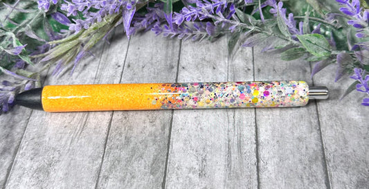 Handmade Neon Orangecand Chunky Party mix Ombre glitter pen with free refill