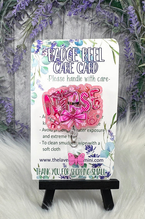 Handmade Nurse Pink Badge Reel