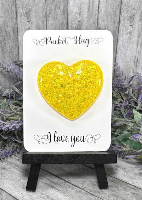 Handmade Yellow glitter Pocket Hug