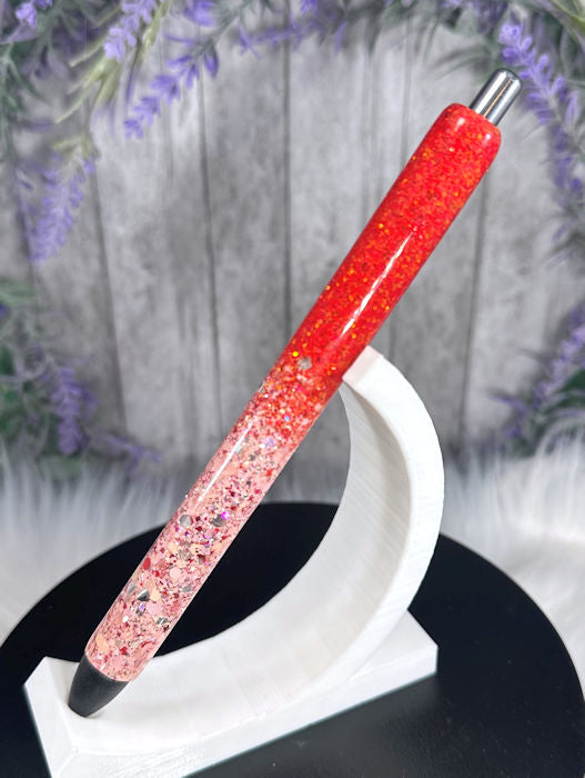 Handmade Ombre Bright Orange glitter pen with free refill