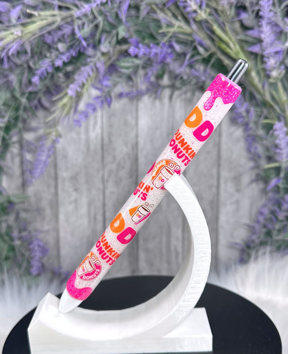 Handmade Dunkin donuts glitter pen with free refill