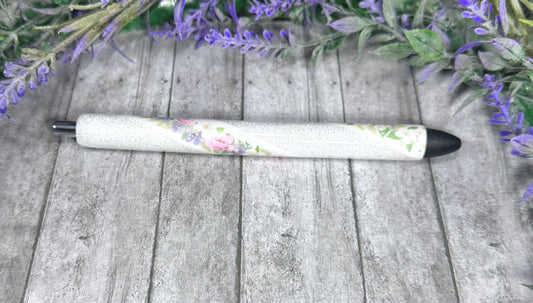 Handmade Pastel Flowers glitter pen with free refill