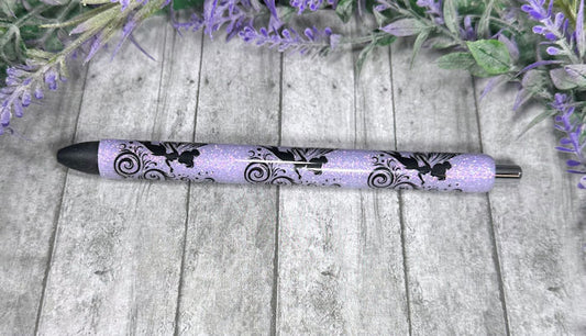 Handmade Fairies on purple glitter pen with free refill