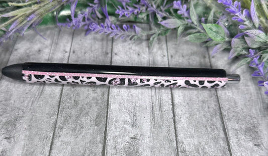 Handmade Purple Leopard animal print on black litter pen with free refill