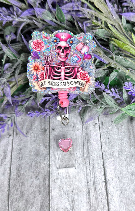 Handmade Nurse Bad Words Badge Reel