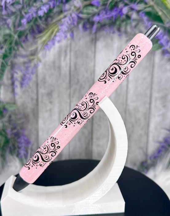 Handmade Fairies on pink glitter pen with free refill
