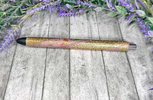 Handmade Pink and Gold Butterflies glitter pen with free refill