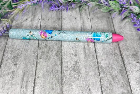 Handmade Peace Love Nursing  glitter pen with free refill