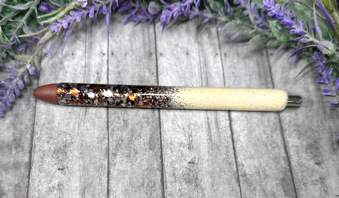 Handmade Ombre Tan and Brown glitter pen with free refill
