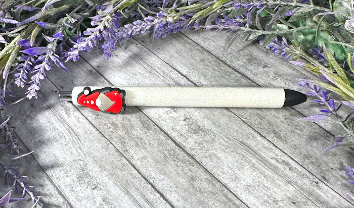 Handmade Valentines Day Gnome glitter pen with free refill