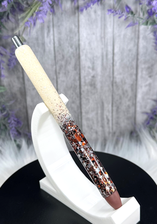 Handmade Ombre Tan and Brown glitter pen with free refill