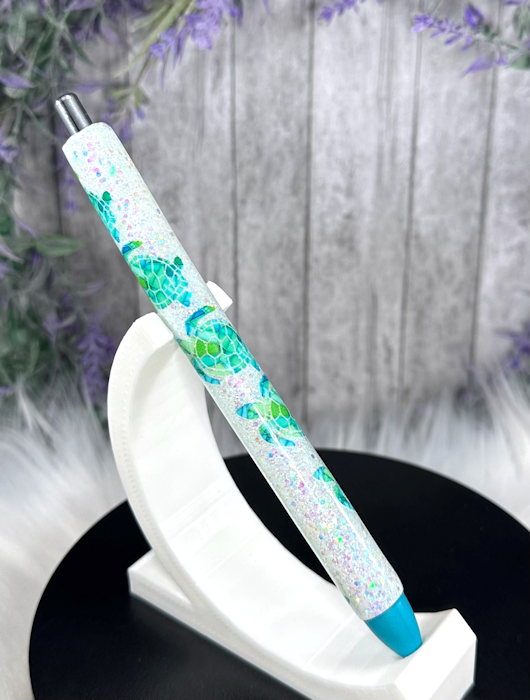 Handmade Sea Turtles glitter pen with free refill