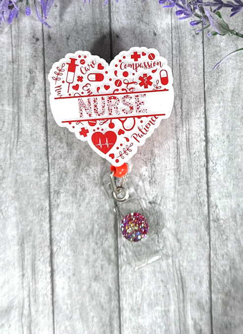 Handmade Nurse Heart Badge Reel