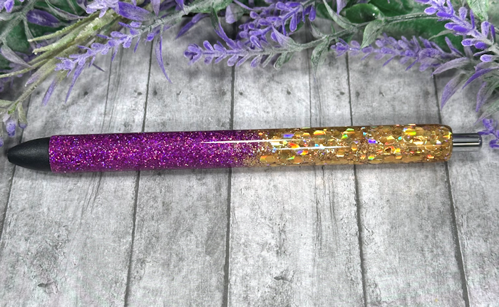 Handmade Ombre Gold and Dark Pink glitter pen with free refill