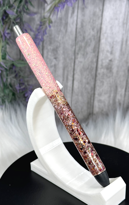 Handmade Ombre Peach and Browns glitter pen with free refill