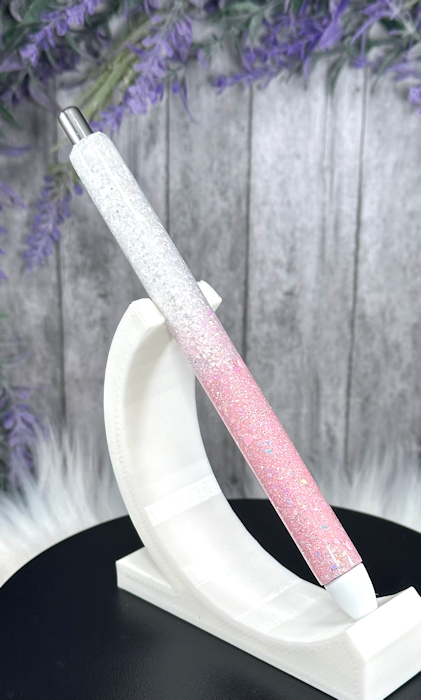 Handmade Ombre Pastel Pink and white glitter pen with free refill