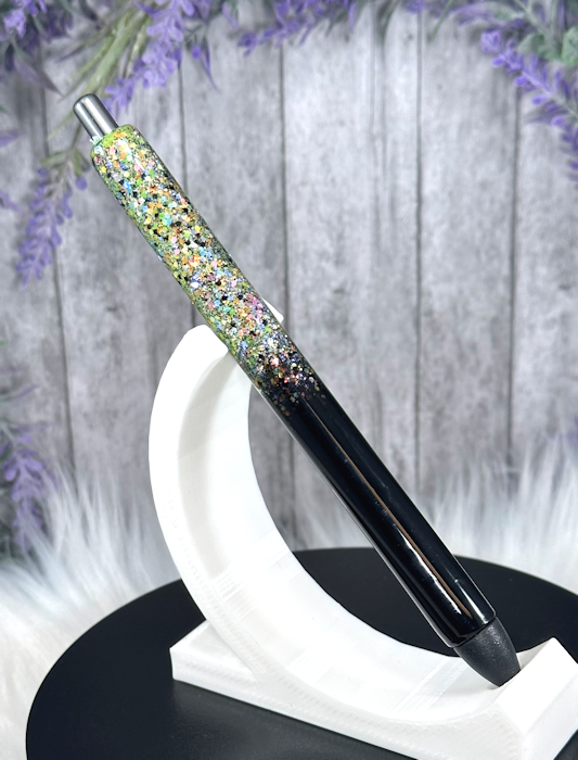 Handmade Ombre Black and Green Party Mix glitter pen with free refill