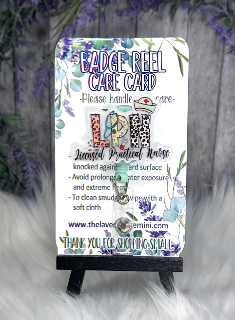 Handmade LPN Badge Reel On Aqua Base