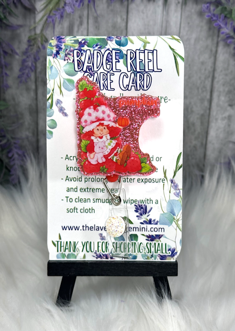 Handmade Strawberry Shortcake Fall Badge Reel