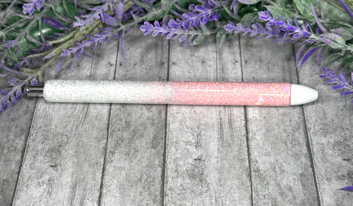 Handmade Ombre Pastel Pink and white glitter pen with free refill