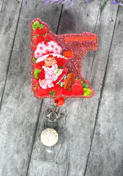 Handmade Strawberry Shortcake Fall Badge Reel
