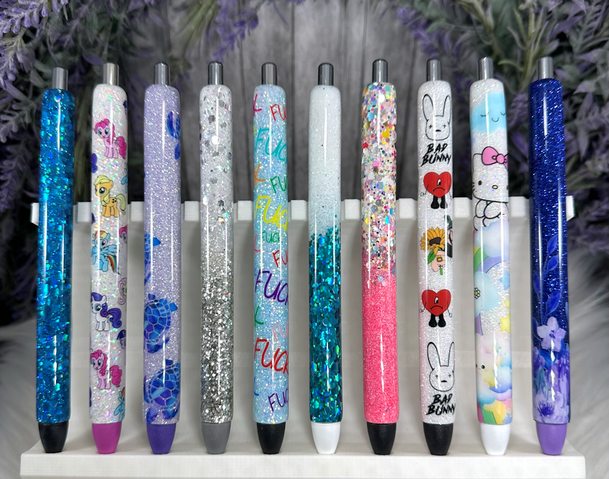 Handmade Ombre Pink and silver glitter pen with free refill