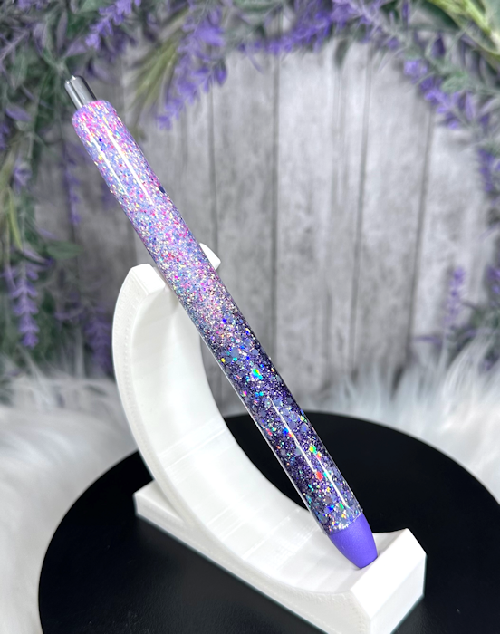 Handmade Ombre Lavender and Purple glitter pen with free refill