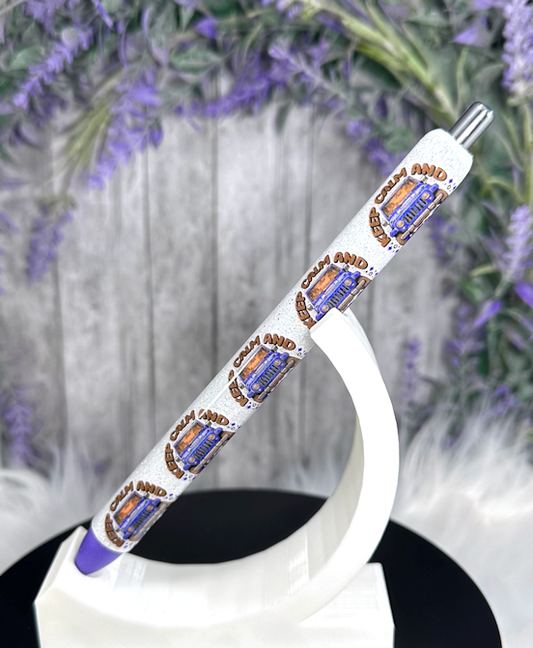 Handmade Keep Calm Jeep glitter pen with free refill
