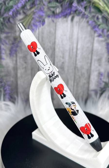 Handmade Bad Bunny glitter pen with free refill