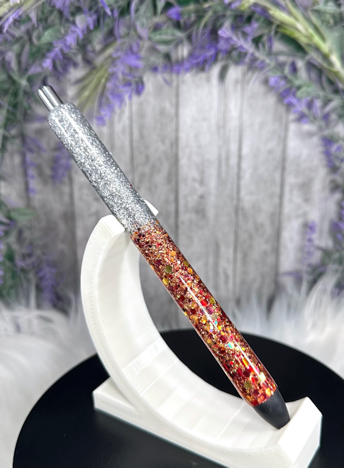 Handmade Ombre Fall colors and silver glitter pen with free refill