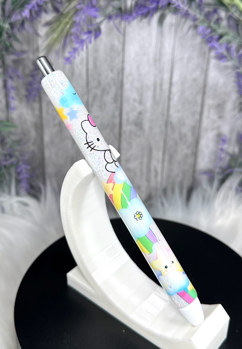 Handmade Hello Kitty Rainbow glitter pen with free refill