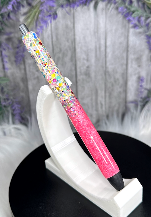 Handmade Ombre Hot Pink and Party Mix glitter pen with free refill