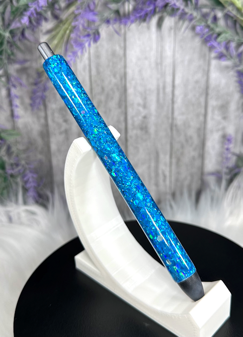 Handmade Dark Aqua glitter pen with free refill