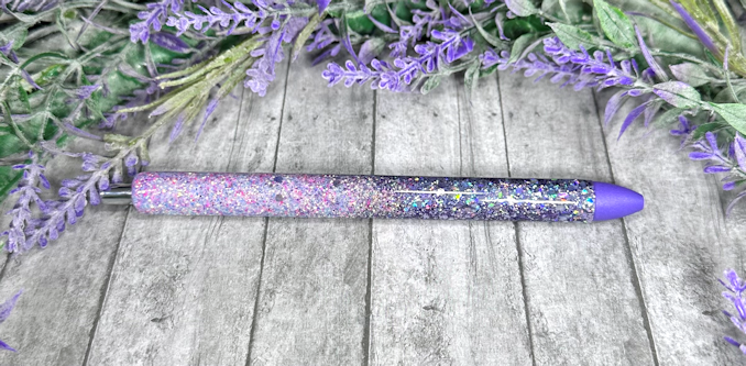 Handmade Ombre Lavender and Purple glitter pen with free refill