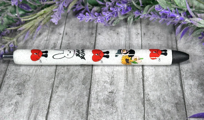 Handmade Bad Bunny glitter pen with free refill
