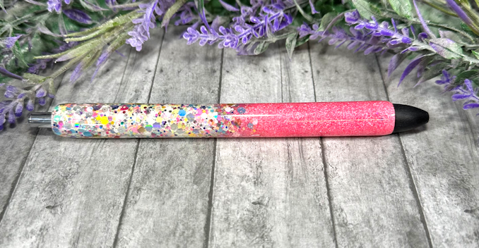 Handmade Ombre Hot Pink and Party Mix glitter pen with free refill