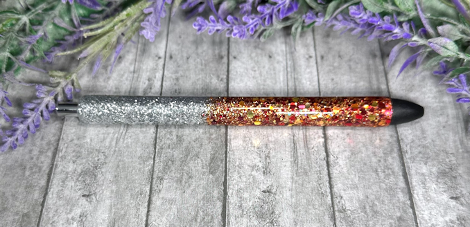 Handmade Ombre Fall colors and silver glitter pen with free refill