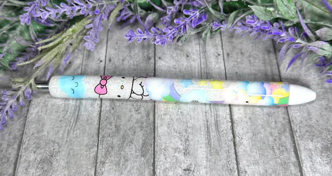 Handmade Hello Kitty Rainbow glitter pen with free refill