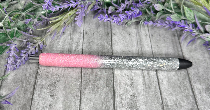 Handmade Ombre Pink and silver glitter pen with free refill