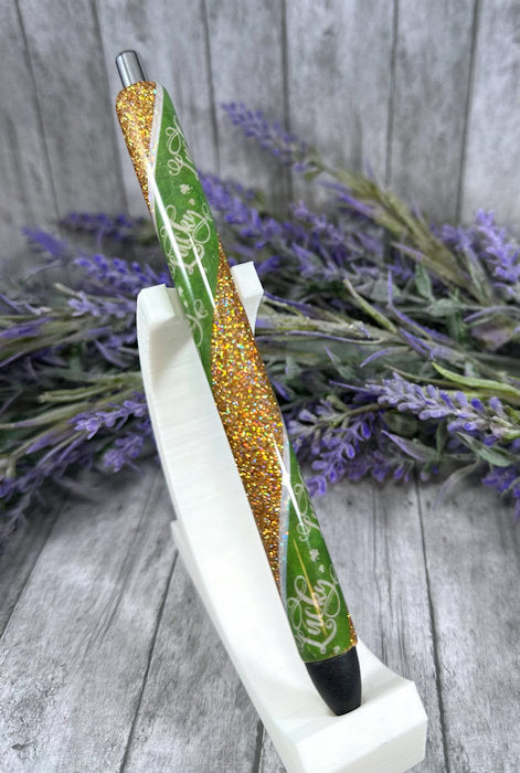 Handmade St Patricks Day Lucky glitter pen with free refill