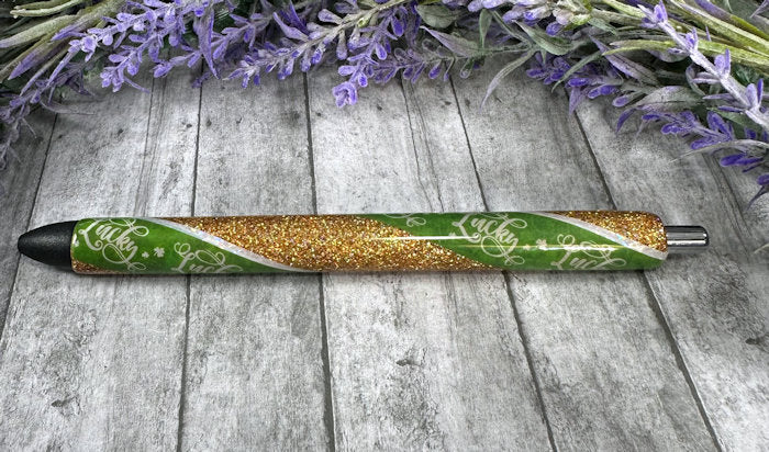 Handmade St Patricks Day Lucky glitter pen with free refill