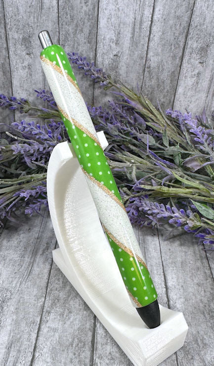 Handmade St Patricks Day Polka Dots glitter pen with free refill