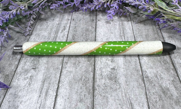 Handmade St Patricks Day Polka Dots glitter pen with free refill